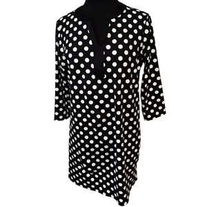 Lands' End Swim Cover-Up – Black & White Polka Dot – Medium Petite
